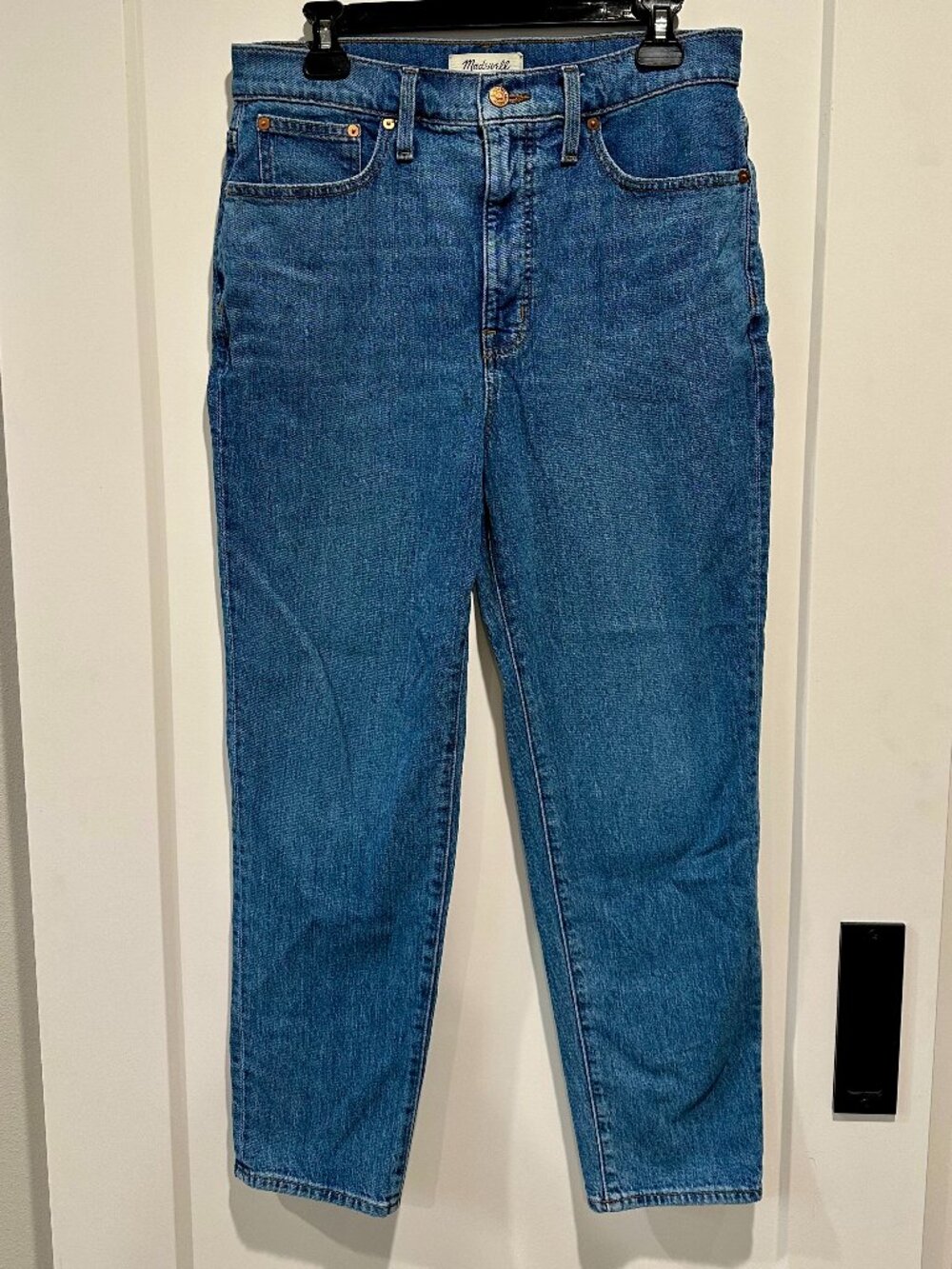 Madewell The Momjean High Rise Tapered Ankle Jeans Blue 29